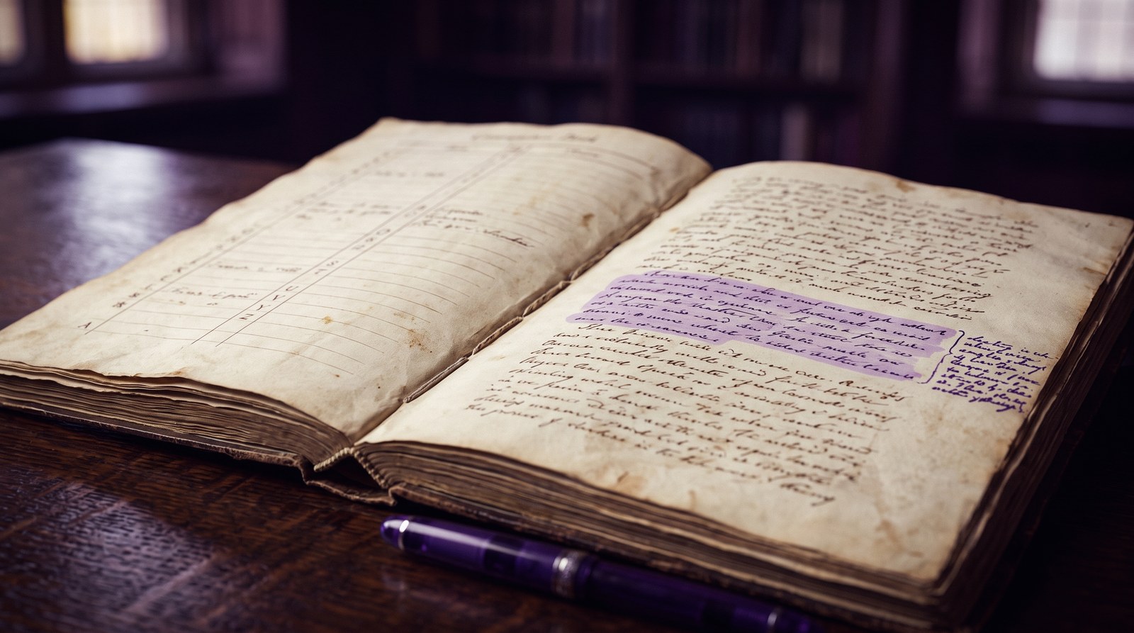 Açık bir commonplace book, sol sayfasında elle çizilmiş indeks